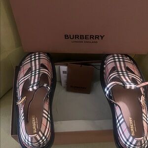 Burberry Beige and Black Hannie Flats